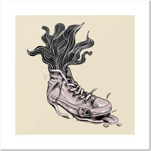 Tired Sneaker Wall Art by fakeface